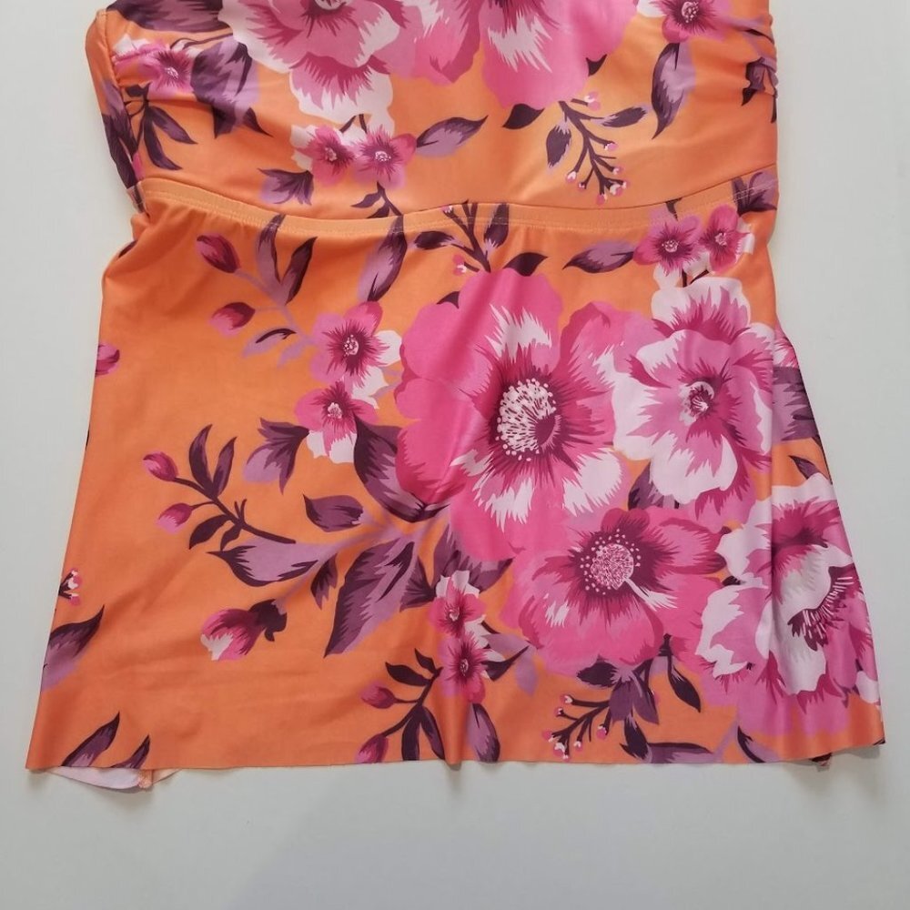 Becca Etc Plus Size in Full Bloom Printed Tankini Top 0X - Picture 5 of 10